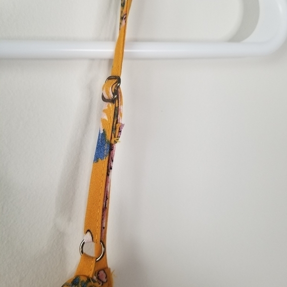 IRIS Yellow Floral Cold Shoulder Hi-Low Wrap Flowy Dress Flutter Sleeves M - Picture 9 of 16